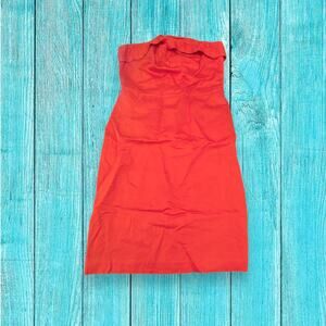 Banana Republic Neon Hot Pink-Orange Strapless Linen Cotton Mini Dress Size 2